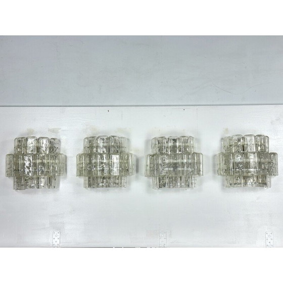 Image 1 of Set of 4 vintage clear Murano glass elements wall lamps, Italy 1970s