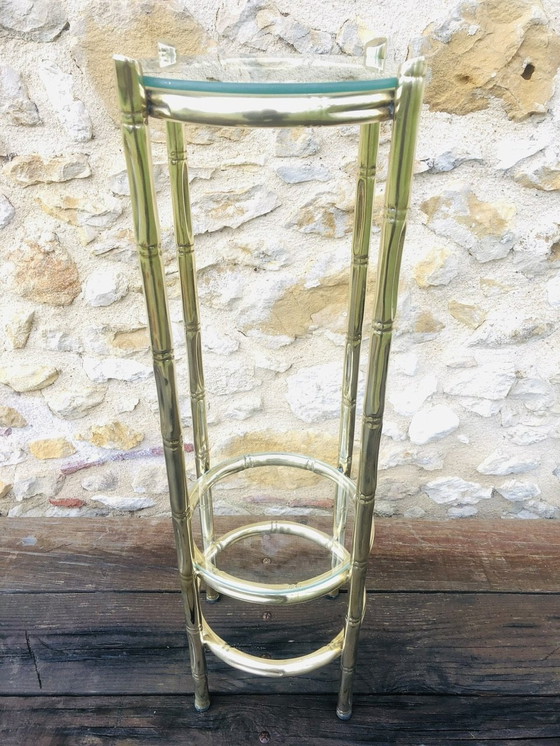 Image 1 of Tavolino vintage in finto bambù, ottone e vetro, anni '40