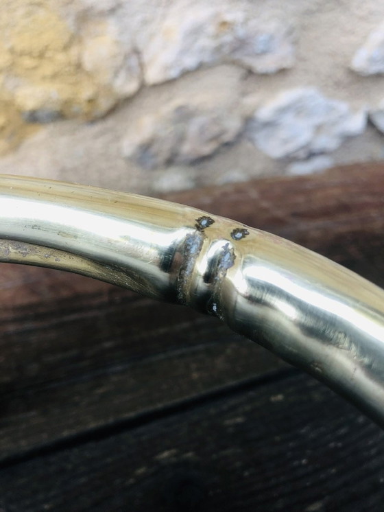 Image 1 of Tavolino vintage in finto bambù, ottone e vetro, anni '40