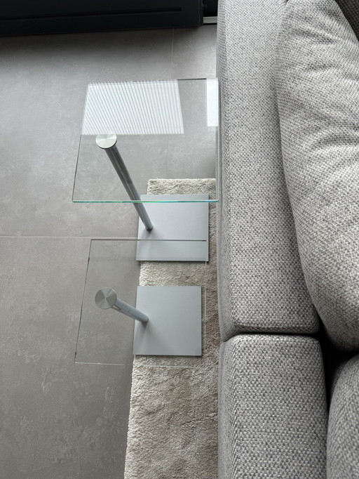 Set Of 2 Cascando Side Tables Glass In 50 And 60 Cm High