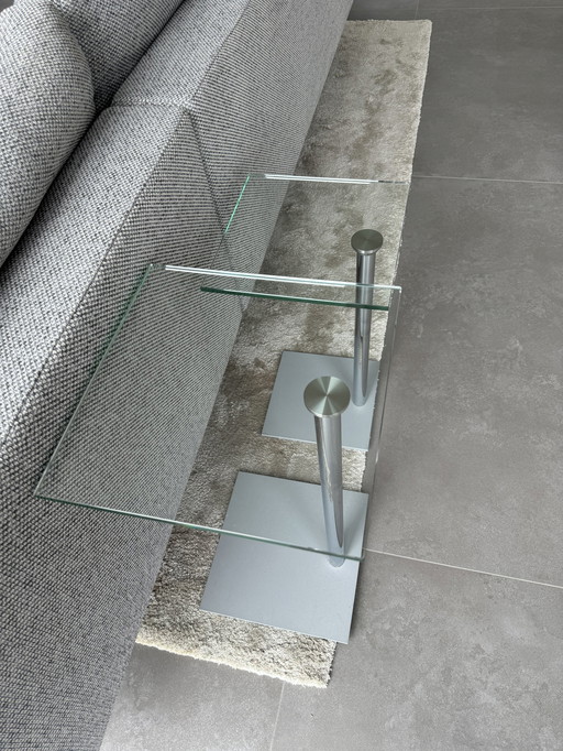 Set Of 2 Cascando Side Tables Glass In 50 And 60 Cm High