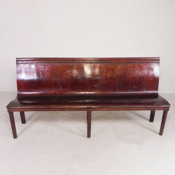 Image 1 of Cafe Bench With Curved Plywood Seat, Early 20th Century