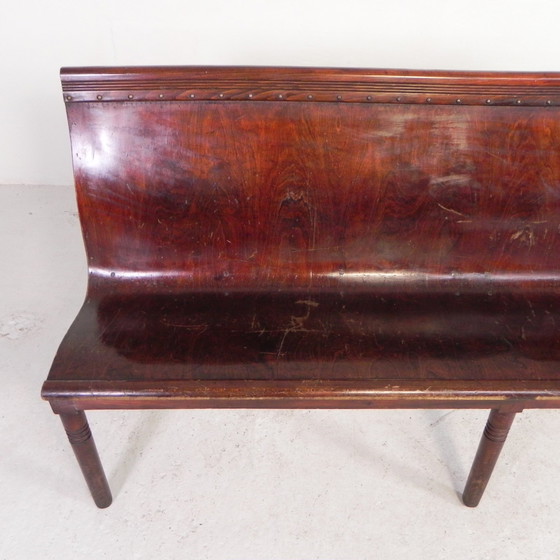 Image 1 of Cafe Bench With Curved Plywood Seat, Early 20th Century