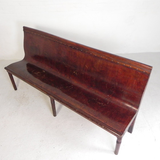 Image 1 of Cafe Bench With Curved Plywood Seat, Early 20th Century