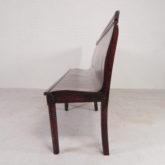 Image 1 of Cafe Bench With Curved Plywood Seat, Early 20th Century