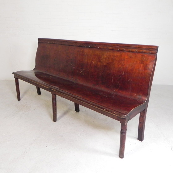 Image 1 of Cafe Bench With Curved Plywood Seat, Early 20th Century