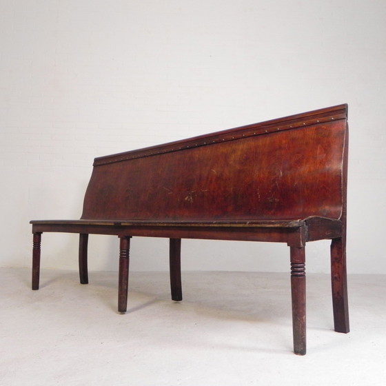 Image 1 of Cafe Bench With Curved Plywood Seat, Early 20th Century