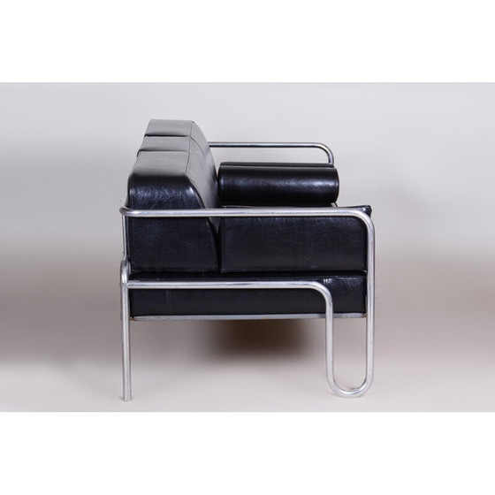 Image 1 of Divano vintage Bauhaus in pelle e acciaio cromato, Cecoslovacchia, anni '30
