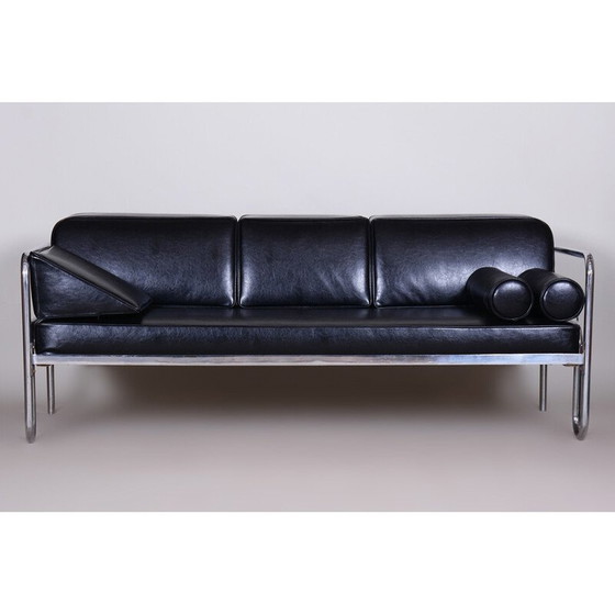 Image 1 of Divano vintage Bauhaus in pelle e acciaio cromato, Cecoslovacchia, anni '30