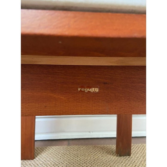 Image 1 of Set of 4 armchairs in wood and white skai by Reguitti, 1972s