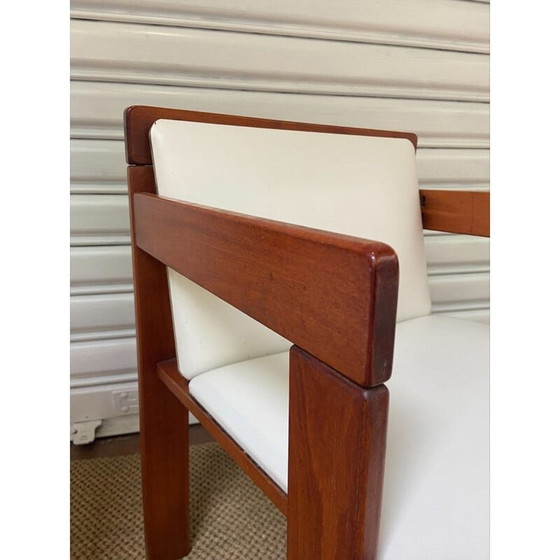 Image 1 of Set of 4 armchairs in wood and white skai by Reguitti, 1972s