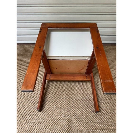 Image 1 of Set of 4 armchairs in wood and white skai by Reguitti, 1972s