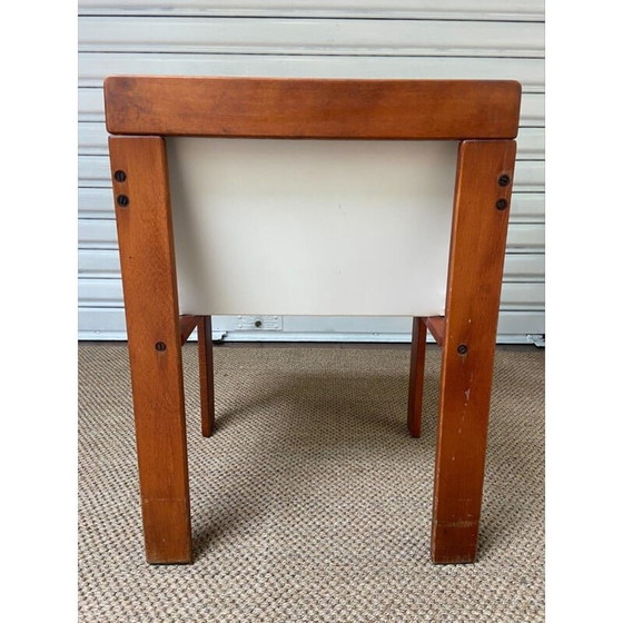 Image 1 of Set of 4 armchairs in wood and white skai by Reguitti, 1972s