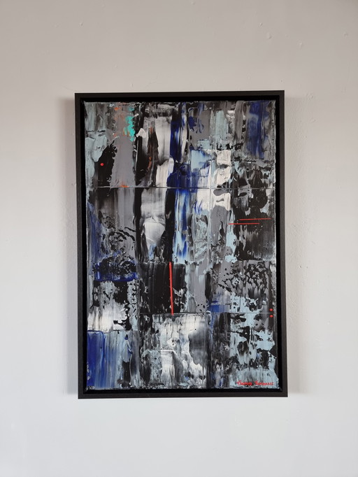 Frances Eckhardt - Peinture abstraite moderne 40x60 + cadre 2/2