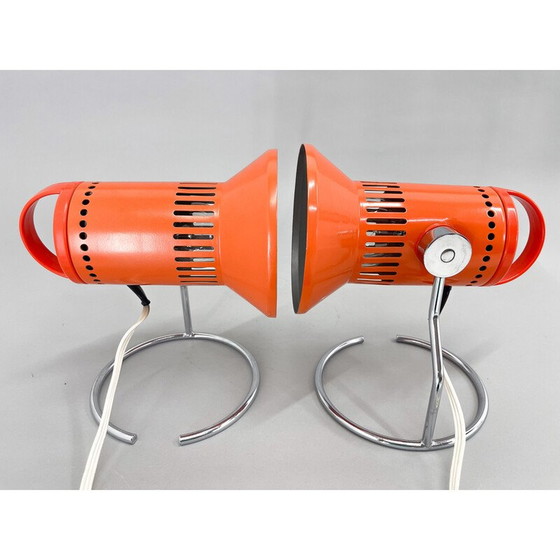Image 1 of Pair of vintage chrome and metal table lamps for Chirana, 1970