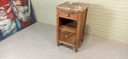 Vintage Solid Oak And Marble Top Night Stand Cabinet 