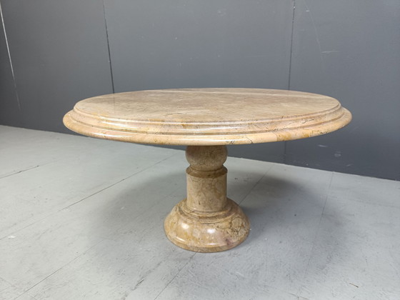 Image 1 of Vintage Round Italian Marble Coffee Table, 1960S
