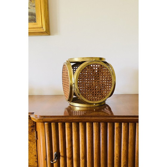 Image 1 of Pair of vintage brass and straw lamps, Italy 1960-1970