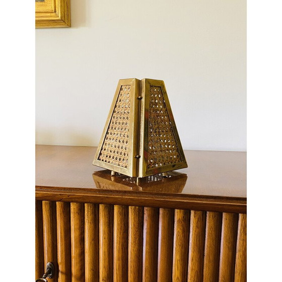 Image 1 of Pair of vintage brass and straw lamps, Italy 1960-1970