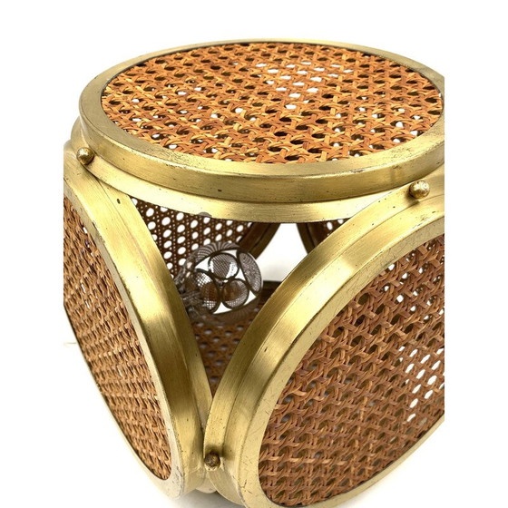 Image 1 of Pair of vintage brass and straw lamps, Italy 1960-1970