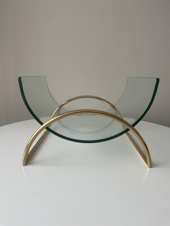 Image 1 of Gallotti and Radice Italian magazine rack brass and glass