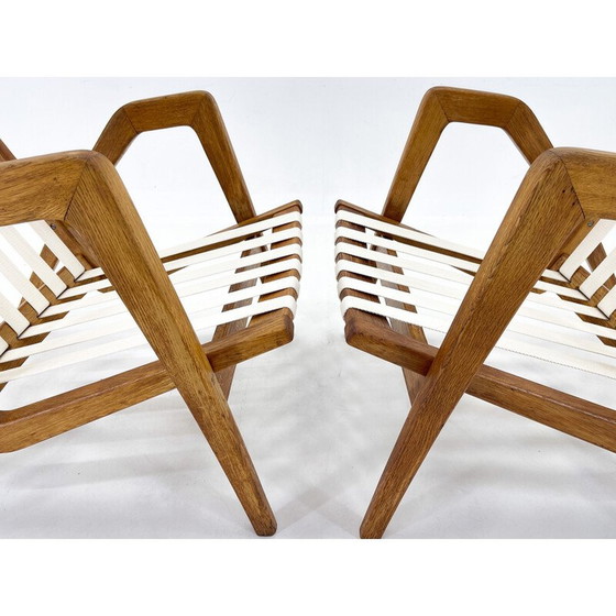 Image 1 of Pair of vintage oak armchairs by Jan Vaněk, Czechoslovakia 1970