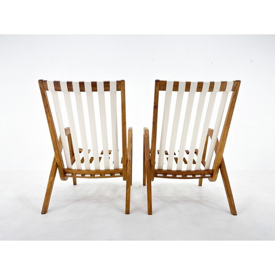 Image 1 of Pair of vintage oak armchairs by Jan Vaněk, Czechoslovakia 1970