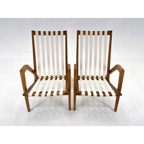 Image 1 of Pair of vintage oak armchairs by Jan Vaněk, Czechoslovakia 1970