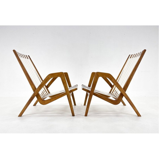 Image 1 of Pair of vintage oak armchairs by Jan Vaněk, Czechoslovakia 1970