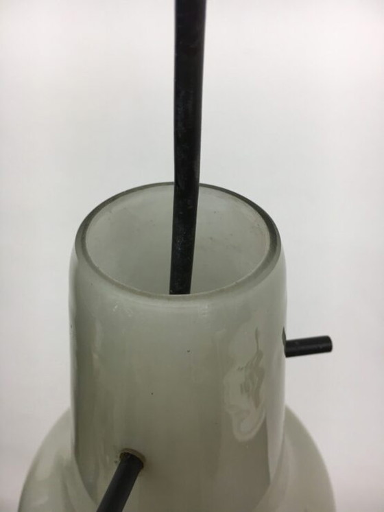 Image 1 of Mid-century grey glass hanging lamp - 1960’s