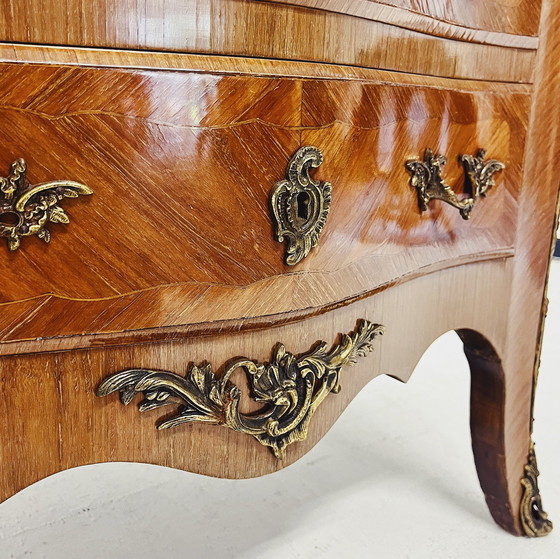 Image 1 of Elegant Louis Xv Walnut Chest Of Drawers With Marble Top