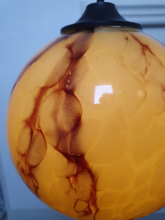 Image 1 of Art deco / mid - Century pendant lamp marbled tortoise shell pattern