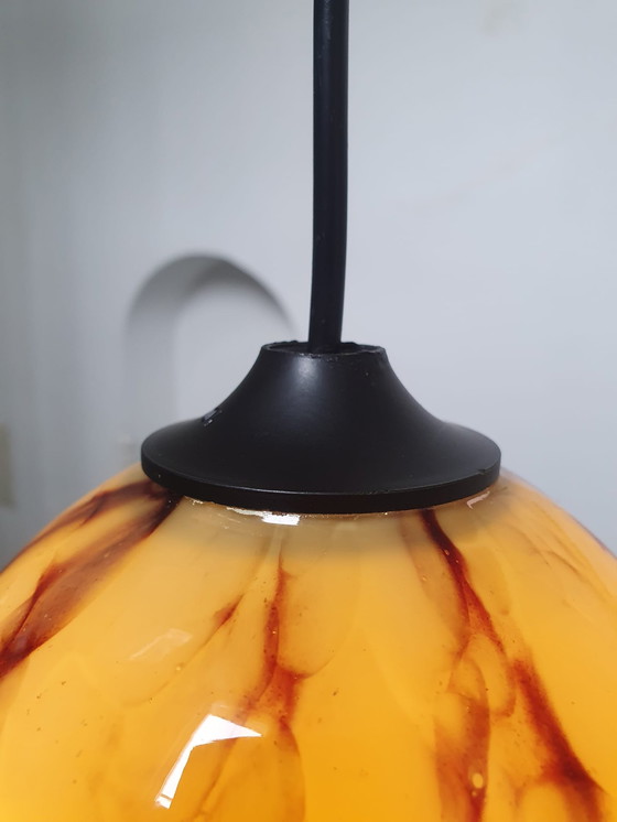 Image 1 of Art deco / mid - Century pendant lamp marbled tortoise shell pattern