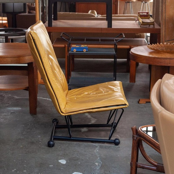 Image 1 of Vintage Flyer armchair in leather and metal by Pierre Mazairac and Karel Boonzaaijer for Young International, 1980