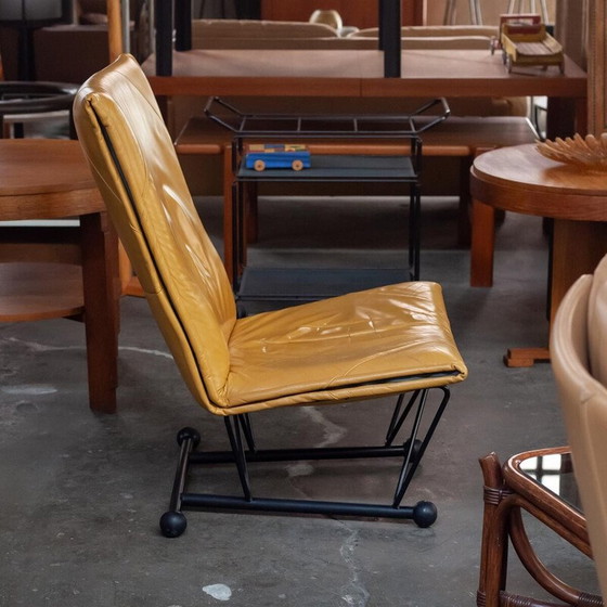 Image 1 of Vintage Flyer armchair in leather and metal by Pierre Mazairac and Karel Boonzaaijer for Young International, 1980