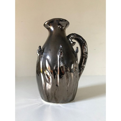 Vintage iridescent ceramic pitcher, 1960