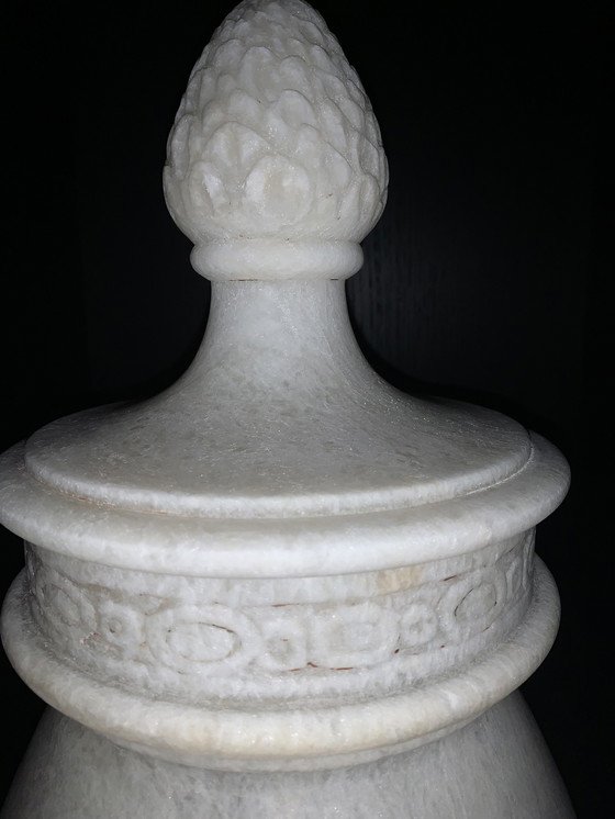 Image 1 of Alabaster Pot With Lid Unique Handmade