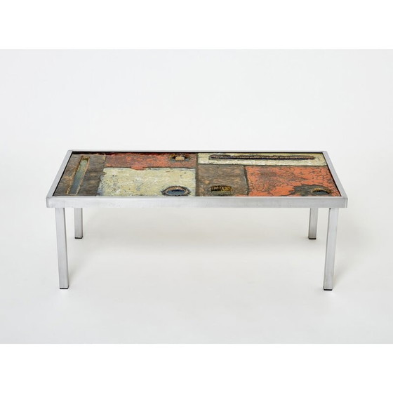 Image 1 of Vintage ceramic and steel coffee table by Robert and Jean Cloutier, 1950