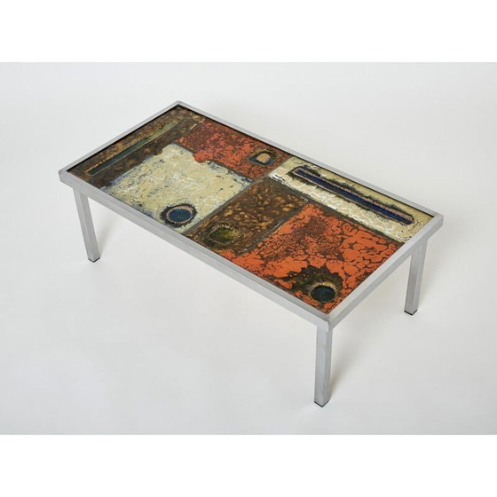 Image 1 of Vintage ceramic and steel coffee table by Robert and Jean Cloutier, 1950
