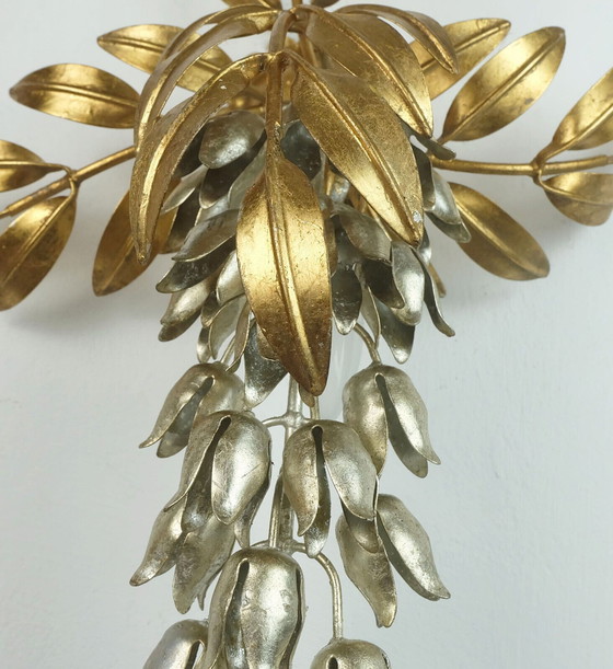 Image 1 of hans koegl vintage florentine LAMPADA DA PARETE applique metallo pioggia d'oro stile hollywood regency
