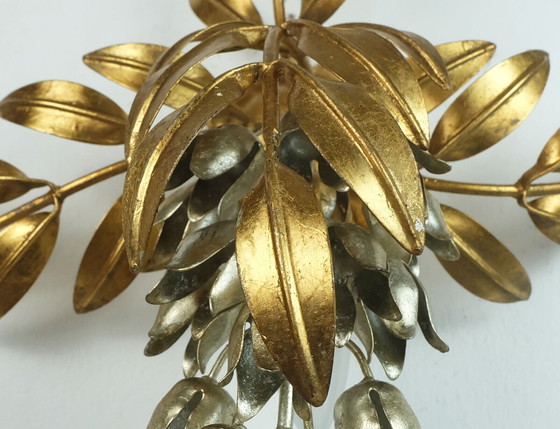 Image 1 of hans koegl vintage florentine LAMPADA DA PARETE applique metallo pioggia d'oro stile hollywood regency