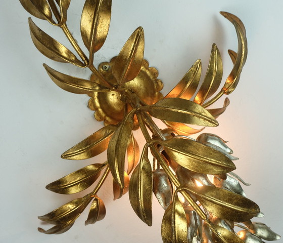 Image 1 of hans koegl vintage florentine LAMPADA DA PARETE applique metallo pioggia d'oro stile hollywood regency
