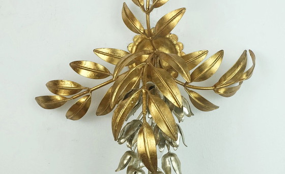 Image 1 of hans koegl vintage florentine LAMPADA DA PARETE applique metallo pioggia d'oro stile hollywood regency