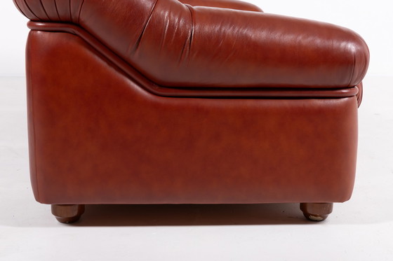 Image 1 of Sculptural Italian Modern three seat leather sofa, 1970's