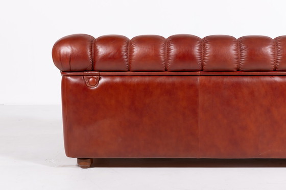 Image 1 of Sculptural Italian Modern three seat leather sofa, 1970's