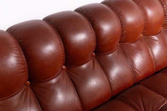 Image 1 of Sculptural Italian Modern three seat leather sofa, 1970’s