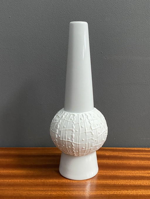 White Bisuit Ceramic Vase By Kpm 1960S