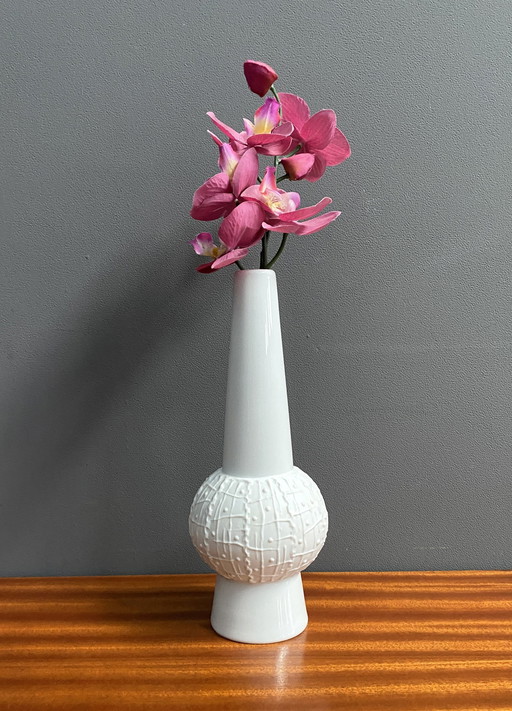 White Bisuit Ceramic Vase By Kpm 1960S