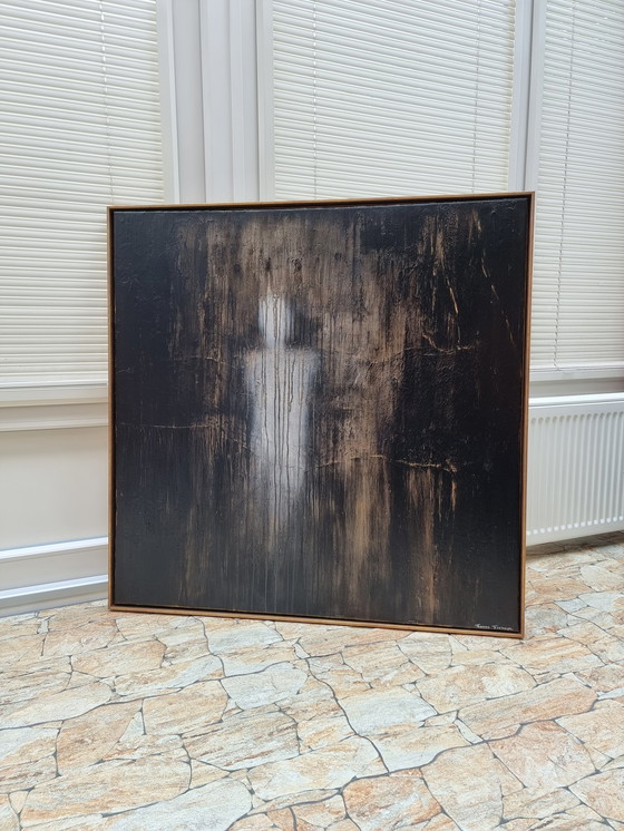 Image 1 of Frances Eckhardt - dark figurative painting 90x90 cm + frame