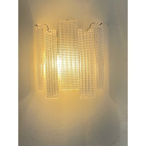 Aplique de pared contemporáneo de cristal de Murano "Listelli" con tiras de diamantes